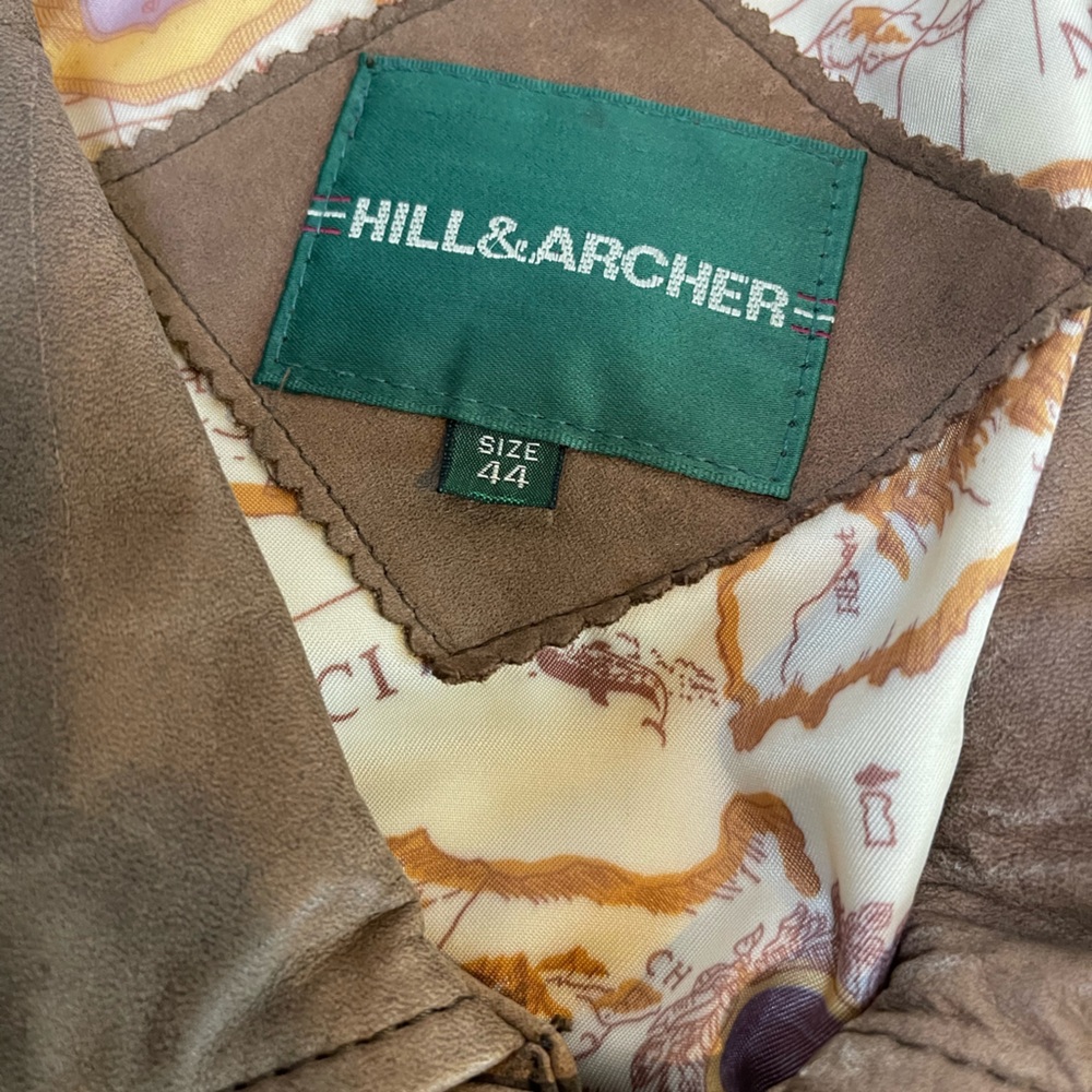 Hill & Archer Men's Brown Leather Bomber Style Jacket Coat Size 44 - Picture 7 of 13